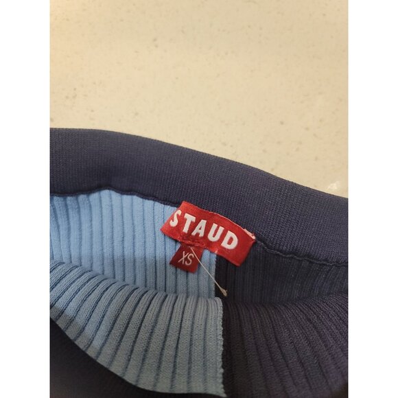 Staud Lorraine Skirt Blue Navy Blue Midi Rib Knit XS - Picture 5 of 6